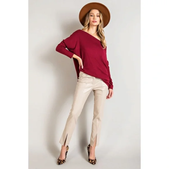 SOLD OUT Ruby Hacci Soft Long Sleeve Off Shoulder Tunic Dolman Knit Top - Picture 5 of 5